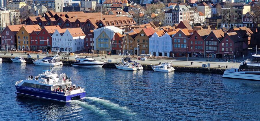 Bergen: Sightseeing Cruise of Bergen's Historic Landmarks - Bryggen seen from the working waterfront