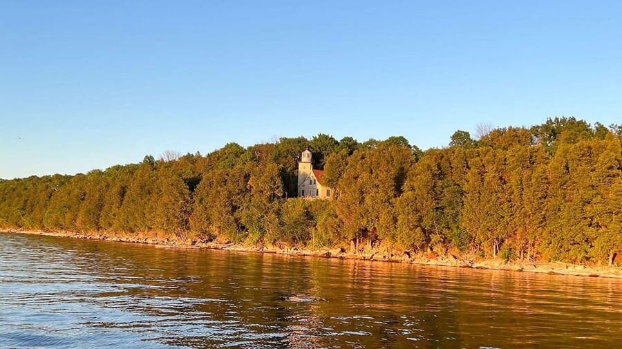 Door County Historic Cottage Row & Strawberry Islands Cruise - Eagle Bluff Lighthouse from the water