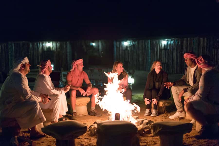 Dubai: Heritage Desert Safari wtih Overnight and Breakfast - Dinner, firelight, and the night sky