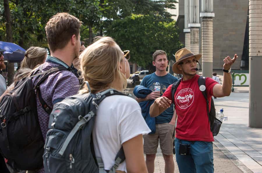 Medellin Historic Walking Tour - National Palace Mall and the value of a short pause