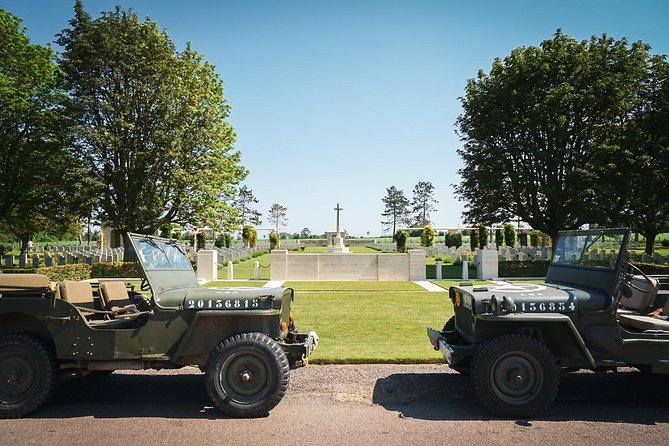 Normandy WW2 British Jeep Tour - Arromanches and the remains of Mulberry Harbour