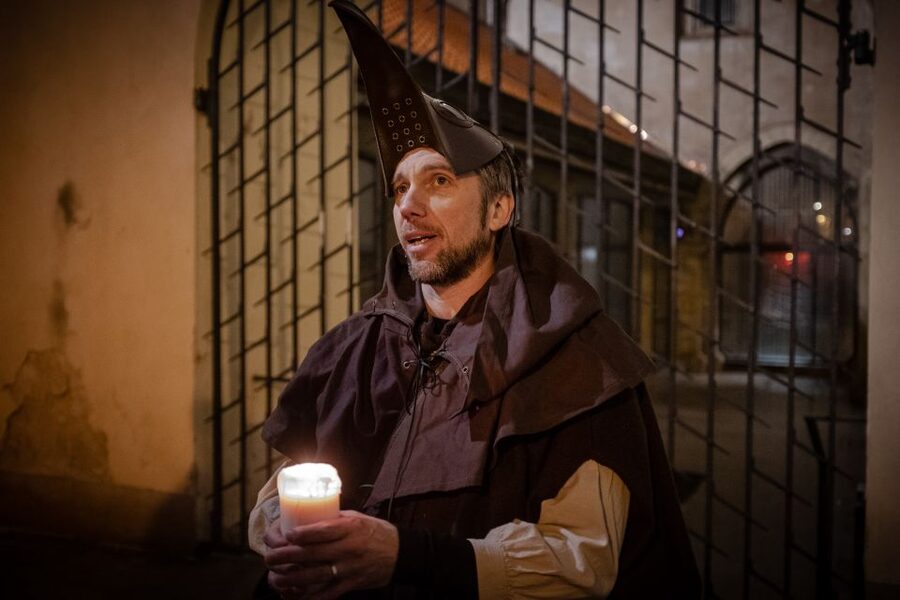 Prague: Plague Doctor Old Town History Walking Tour - A plague doctor leads the way