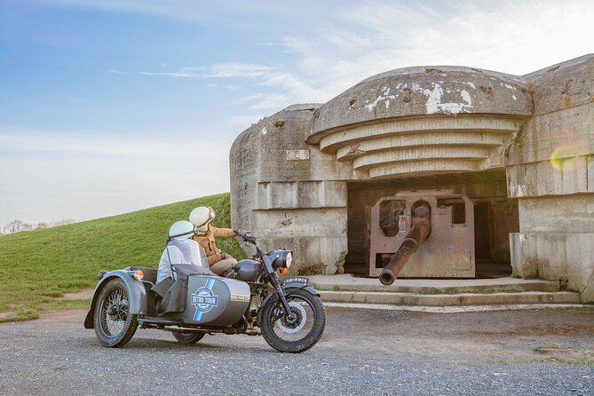 Private vintage sidecar tour of the D-Day Landing Beaches - The guns at Longues-sur-Mer
