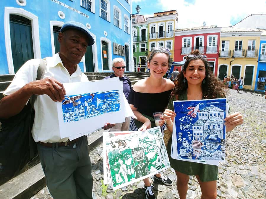 Salvador Historic Walking Tour - Pelourinho - Praça da Cruz Caída and the view toward the ocean