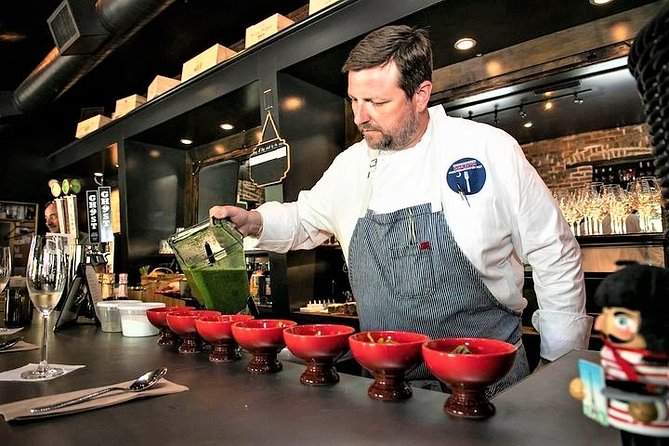 Undiscovered Charleston: Half Day Food, Wine & History Tour with Cooking Class - From the Pineapple Fountain toward Rainbow Row